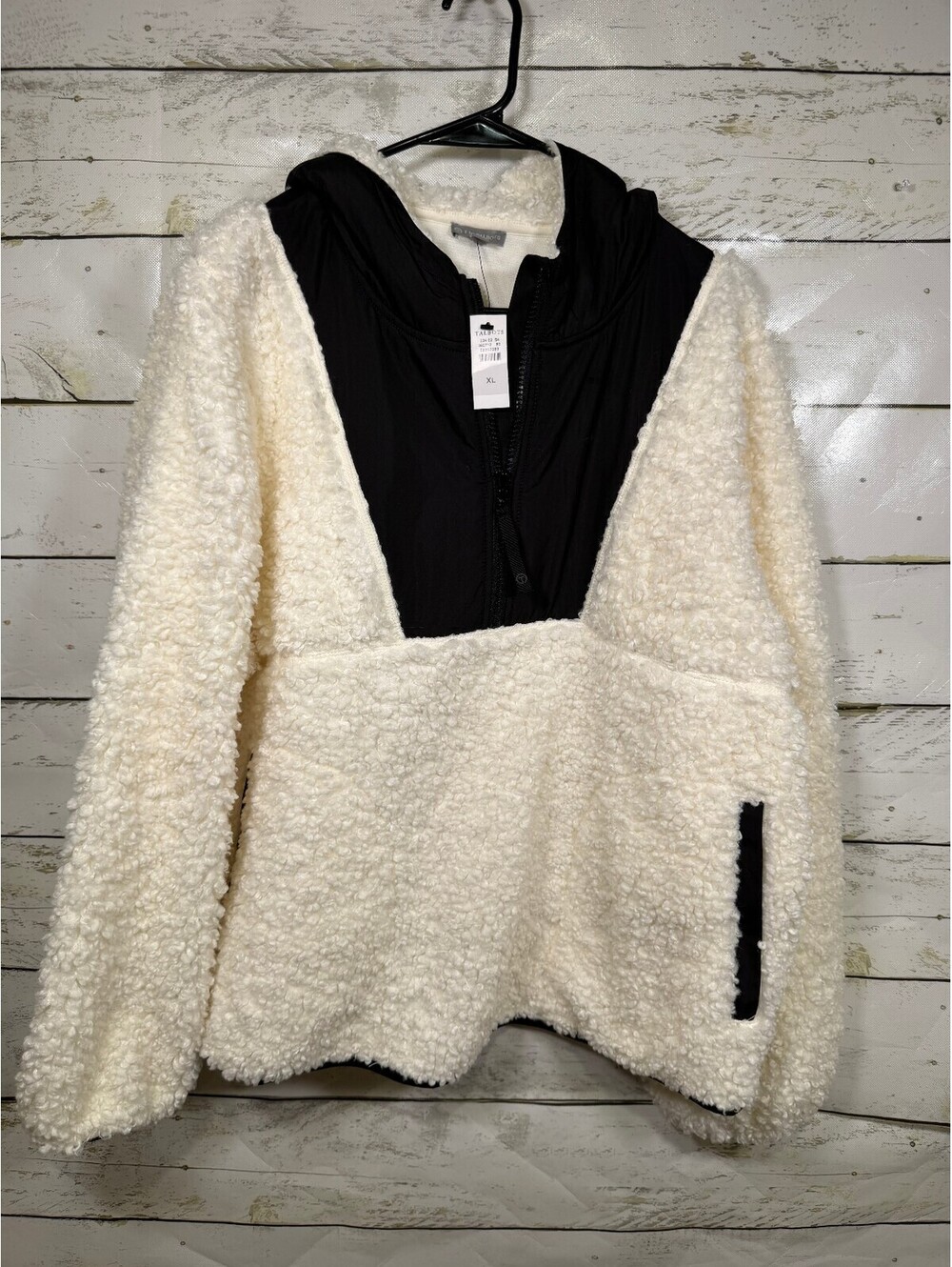 T by Talbots Sherpa Half-Zip Hooded Pullover Women's Size XL NWT